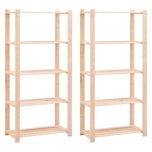 5-етажни стелажи, 2 бр, 80x38x170 см, бор масив, 250 кг