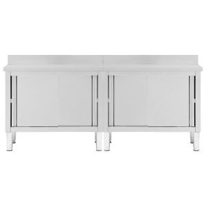 Работни маси с плъзгащи врати, 2 бр, 200x50x(95-97) см, инокс