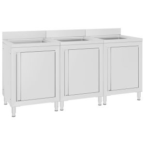 Търговски кухненски шкафове за мивки 3 бр неръждаема стомана