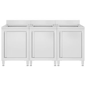 Търговски кухненски шкафове за мивки 3 бр неръждаема стомана