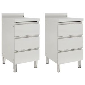 Кухненски шкафове за търговци с 3 чекмеджета, 2 бр., 50x60x96 см