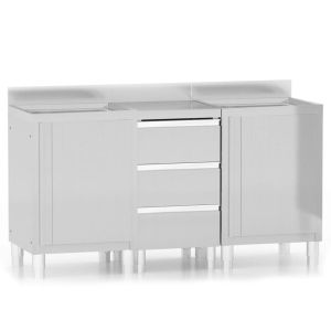 Кухненски шкафове за търговци, 3 бр., неръждаема стомана