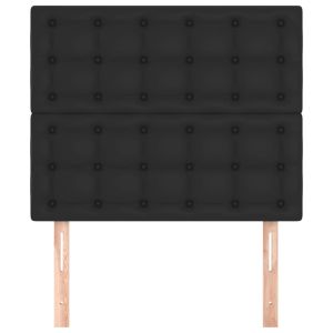 Табла за легло, черна, 100x5x118/128 см, изкуствена кожа