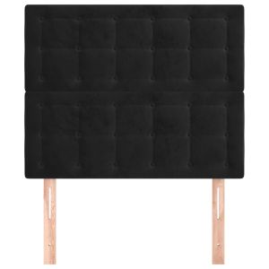 Табла за легло, черна, 100x5x118/128 см, кадифе