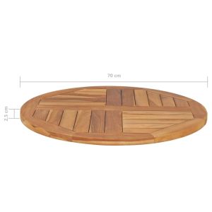 Плот за маса, тиково дърво масив, кръгъл, 2,5 см, 70 см