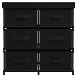 Шкаф за съхранение с 6 чекмеджета, 55x29x55 см, черна стомана