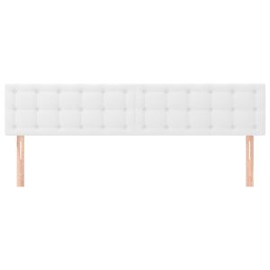 Табла за легло, бяла, 200x5x78/88 см, изкуствена кожа