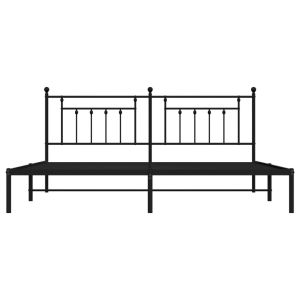 Метална рамка за легло с горна табла, черна, 193x203 см