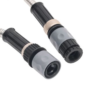 Градински маркуч с дюза сребрист 0,6" 30 м неръждаема стомана