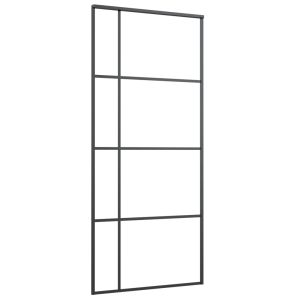 Плъзгаща се врата матирано ESG стъкло/алуминий 90x205 см черна