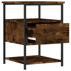 Нощни шкафчета 2 бр опушен дъб 40x42x56 см инженерно дърво