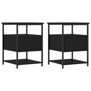 Нощни шкафчета 2 бр черни 40x42x56 см инженерно дърво