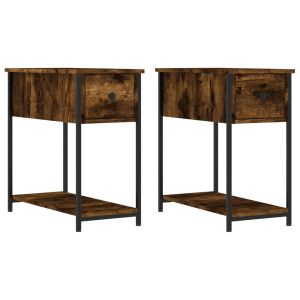 Нощни шкафчета 2 бр опушен дъб 30x60x60 см инженерно дърво