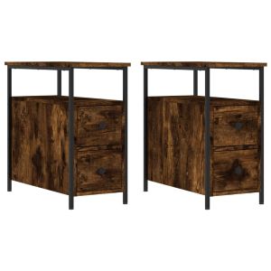 Нощни шкафчета 2 бр опушен дъб 30x60x60 см инженерно дърво
