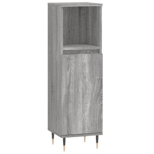 Комплект мебели за баня от 3 части сив сонома инженерно дърво