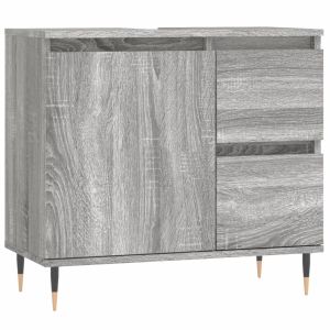 Комплект мебели за баня от 3 части сив сонома инженерно дърво