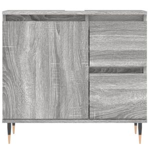 Комплект мебели за баня от 3 части сив сонома инженерно дърво