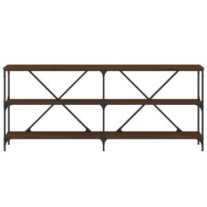 Конзолна маса кафяв дъб 180x30x75 см инженерно дърво и желязо