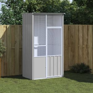 Клетка за птици, сива, 115x78x200 см, поцинкована стомана