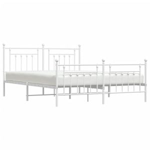 Метална рамка за легло с горна и долна табла, бяла, 183x213 см