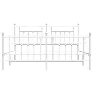 Метална рамка за легло с горна и долна табла, бяла, 183x213 см