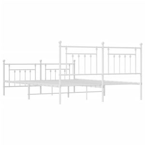 Метална рамка за легло с горна и долна табла, бяла, 183x213 см
