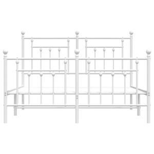 Метална рамка за легло с горна и долна табла, бяла, 140x200 см