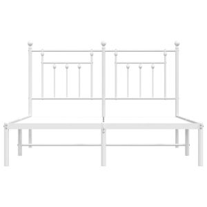 Метална рамка за легло с горна табла, бяла, 140x200 см