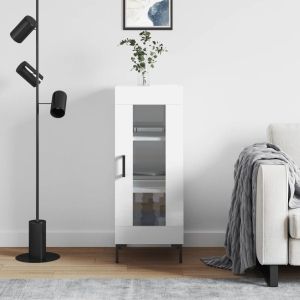 Сайдборд, бял гланц, 34,5x34x90 см, инженерно дърво