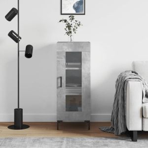 Сайдборд, бетонно сив, 34,5x34x90 см, инженерно дърво