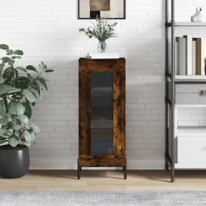 Сайдборд, опушен дъб, 34,5x34x90 см, инженерно дърво