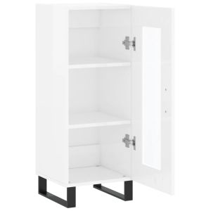 Сайдборд, бял гланц, 34,5x34x90 см, инженерно дърво