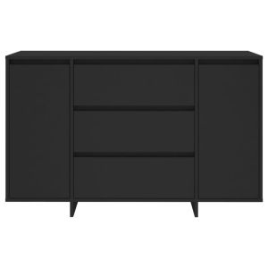 Бюфет с 3 чекмеджета, черен, 120x41x75 см, инженерно дърво