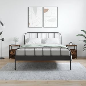 Нощни шкафчета 2 бр опушен дъб 34x35,5x50 см инженерно дърво