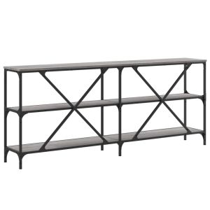 Конзолна маса сив сонома 180x30x75 см инженерно дърво и желязо