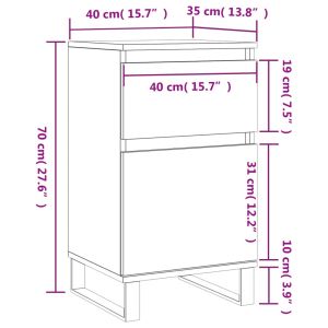 Бюфет опушен дъб 40x35x70 см инженерно дърво