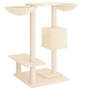 Котешко дърво със сизалени стълбове за драскане, кремаво, 82 см