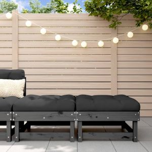 Градински табуретки с възглавници 2 бр сиви борово дърво масив