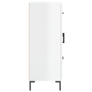 Сайдборд, бял гланц, 69,5x34x90 см, инженерно дърво