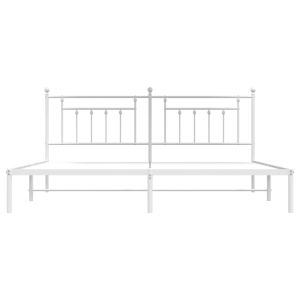 Метална рамка за легло с горна табла, бяла, 200x200 см