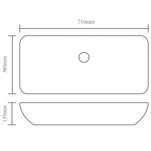Мивка, 71x38x13,5 см, керамична, сребриста