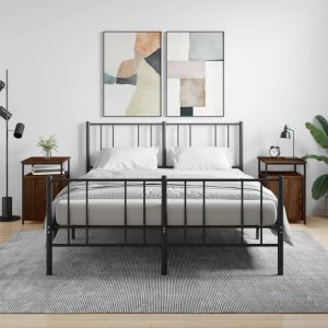 Нощни шкафчета, 2 бр, кафяв дъб, 40x42x60 см, инженерно дърво