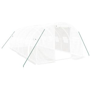 Оранжерия със стоманена рамка бяла 18 м² 6x3x2 м