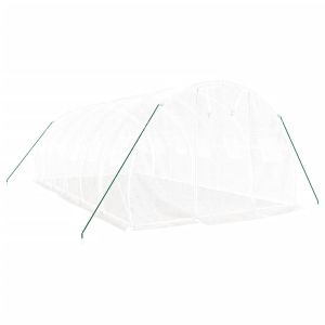 Оранжерия със стоманена рамка бяла 18 м² 6x3x2 м