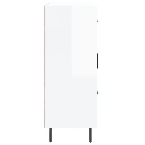 Сайдборд, бял гланц, 69,5x34x90 см, инженерно дърво