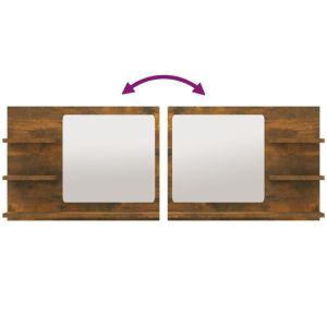 Огледало за баня, опушен дъб, 60x10,5x45 см, инженерно дърво