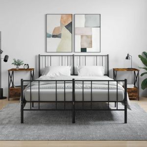 Нощни масички, 2 бр, опушен дъб, 50x41x65 см, инженерно дърво