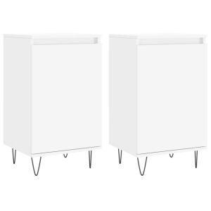 Бюфети, 2 бр, бели, 40x35x70 см, инженерно дърво