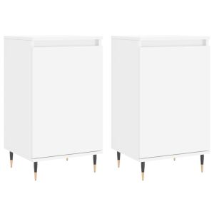 Бюфети, 2 бр, бели, 40x35x70 см, инженерно дърво