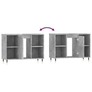 Шкаф за баня, бетонно сив, 80x33x60 см, инженерно дърво